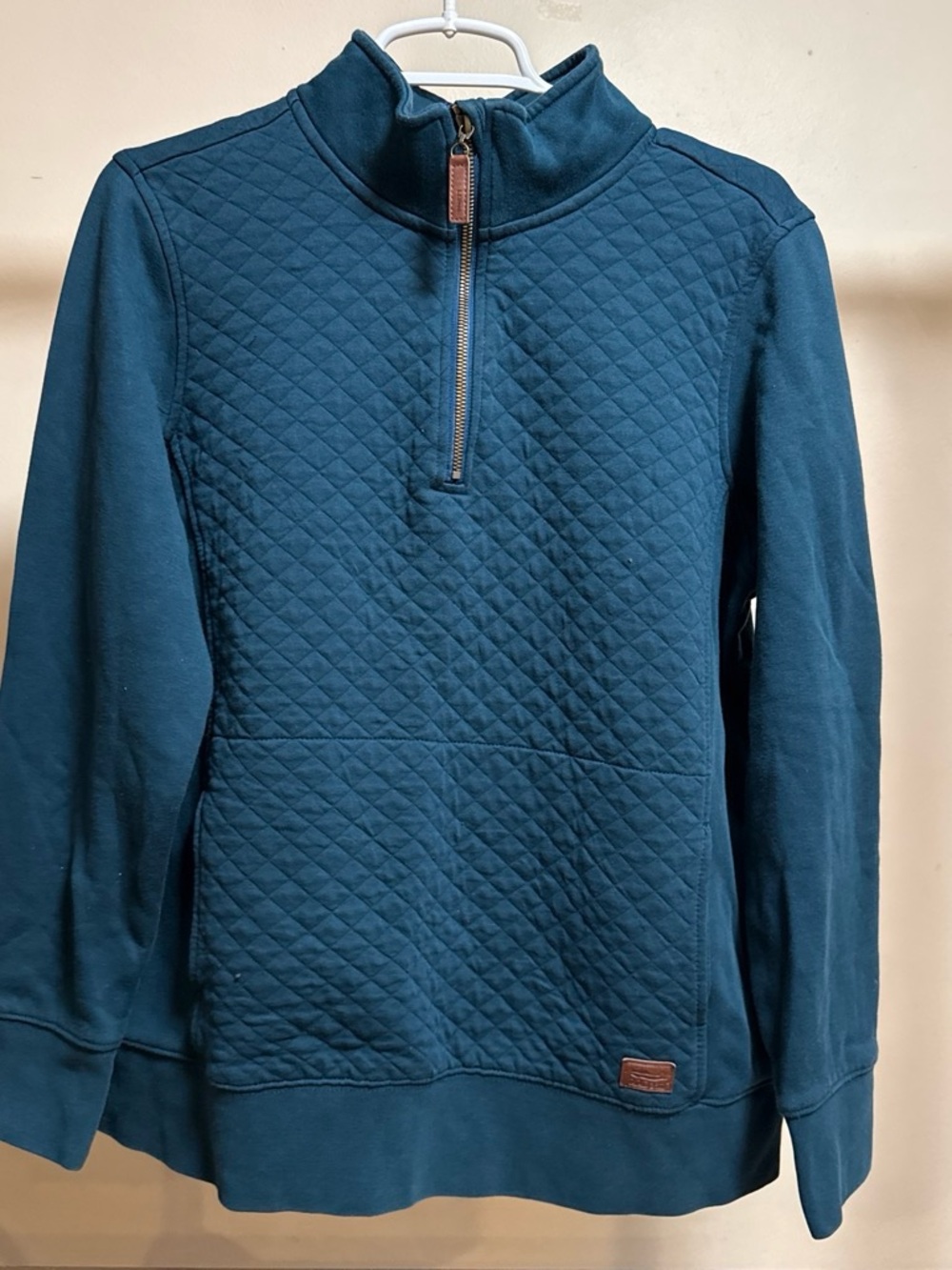 L.L.Bean Women Quilted Half-Zip Pullover Sweater - Teal (L)